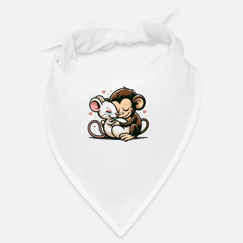 Cuddling Monkey And Mouse In Love Bandana