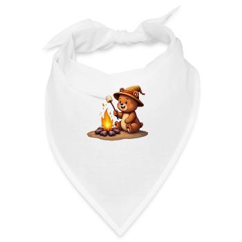 Bär Lagerfeuer Marshmallow Leckerbissen - Bandana - Weiß - Vorne