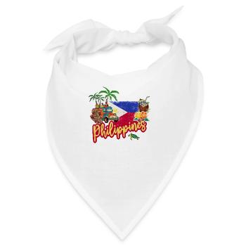 Philippinen Vintage Koboldmaki mit Fahne Palmen - Bandana - Weiß - Vorne