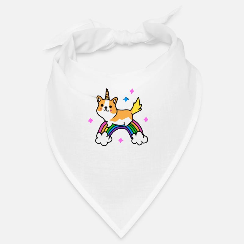 Corgi Einhorn Regenbogen Hund Geschenk Welsh Corgi - Bandana - Weiß