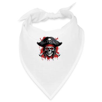 Piratenschädel mit Dreispitz und Blutspritzern - Bandana - Weiß - Vorne