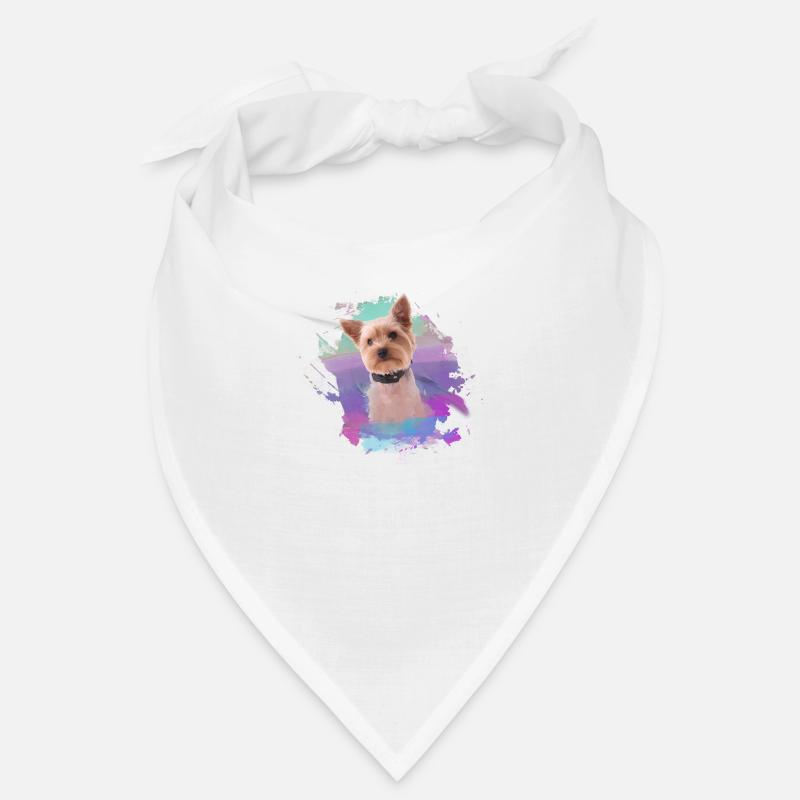 yorkshire terrier, hund, graffiti,terrier, bunt - Bandana - Weiß