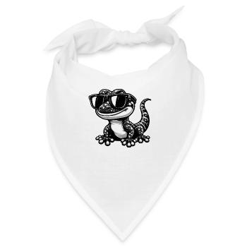 Gecko mit Sonnenbrille - Bandana - Weiß - Vorne