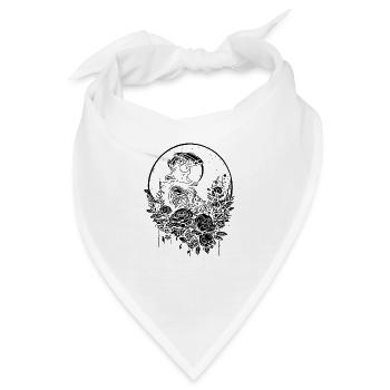 Astronaut im Vintage Blumenbeet mit Mondlicht - Bandana - Weiß - Vorne
