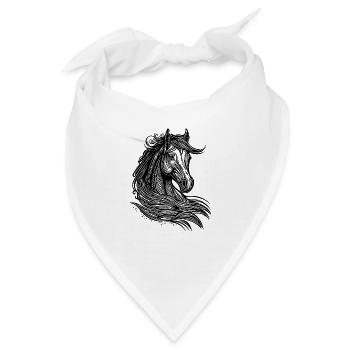 Elegante Stuten Porträt mit Mähne im Wind - Bandana - Weiß - Vorne