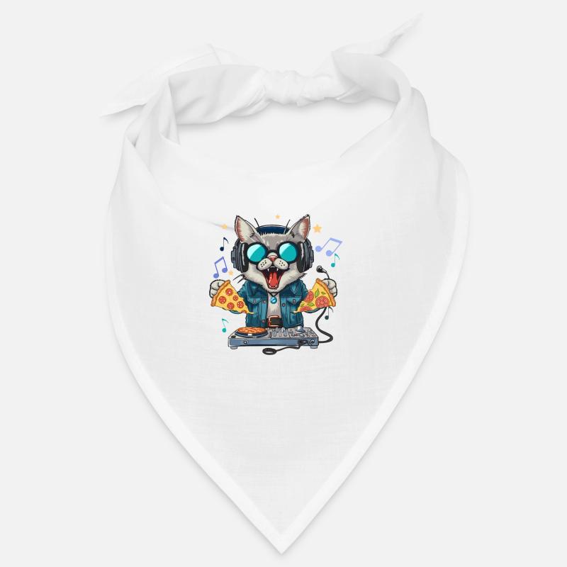 Outer Space Cat Pizza Disc Jockey - Interstellar Bandana