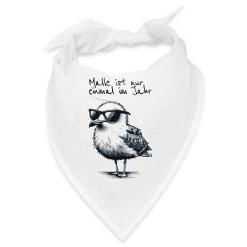 Malle ist nur einmal im Jahr Mallorca Möwe Shirt - Bandana - Weiß - Vorne
