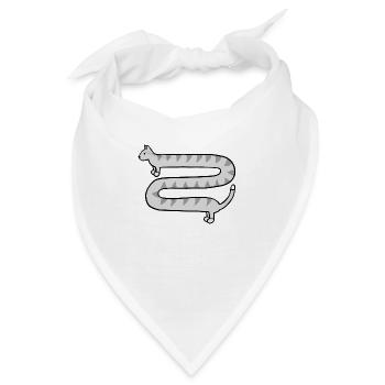 Niedliche lange grau getigerte Katze - Bandana - Weiß - Vorne