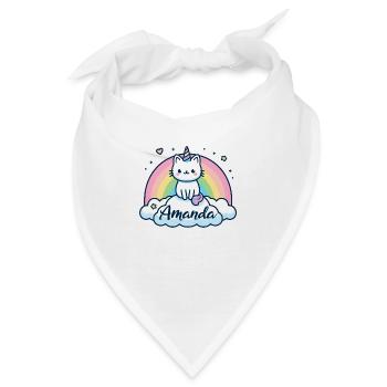 Amanda Name Vorname Einhornkatze - Bandana - Weiß - Vorne