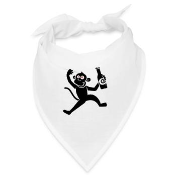 Affe Bier Lustig Party - Bandana - Weiß - Vorne
