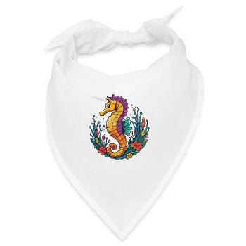 Hübsches dekoratives Seepferdchen - Bandana - Weiß - Vorne