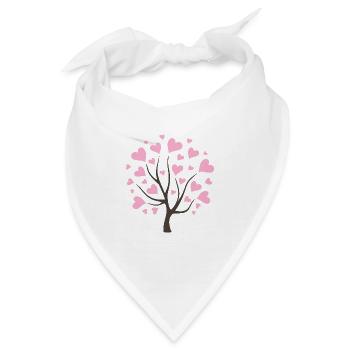 Liebesbaum mit rosa Herzen - Bandana - Weiß - Vorne