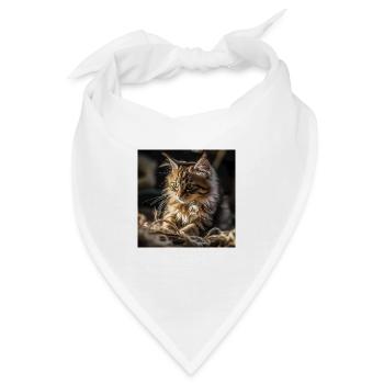 Main Coon Babykatze, verspielt und ultra süß - Bandana - Weiß - Vorne