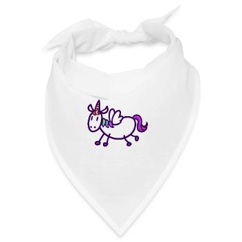 Buntes, fliegendes Einhorn - Bandana - Weiß - Vorne