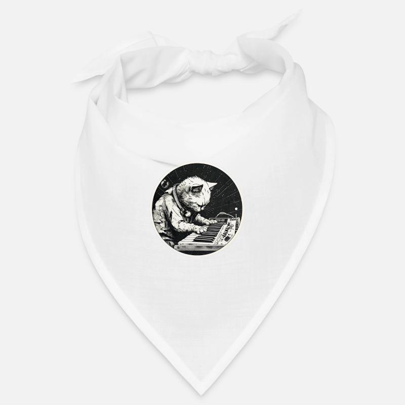 Space Synth Cat - Bandana - white