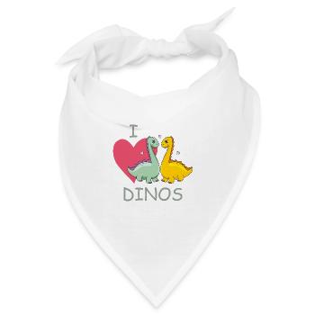 Zwei verliebte Dinos - Bandana - Weiß - Vorne