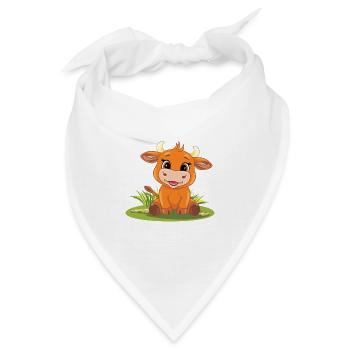 Lustige lächelnde Baby Stier auf dem Rasen - Bandana - Weiß - Vorne