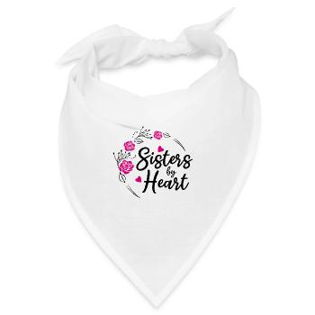 Schwestern im Herzen. Florales Design - Bandana - Weiß - Vorne