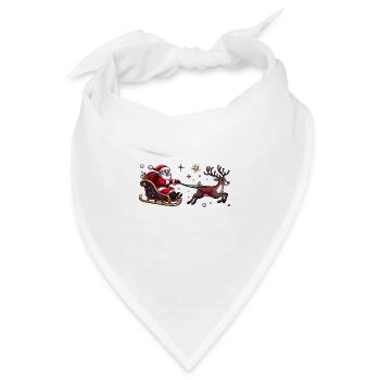 Weihnachtsmann mit Schlitten und Rentier - Bandana - Weiß - Vorne