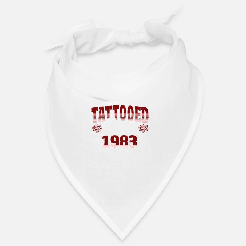 Tattooed Since 1983 Red Rose Theme Bandana