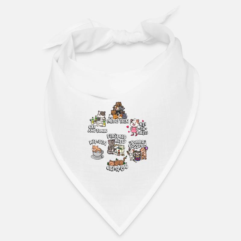 Jeu de mots mignon et drôle de chat | Chat mignon - Bandana - blanc
