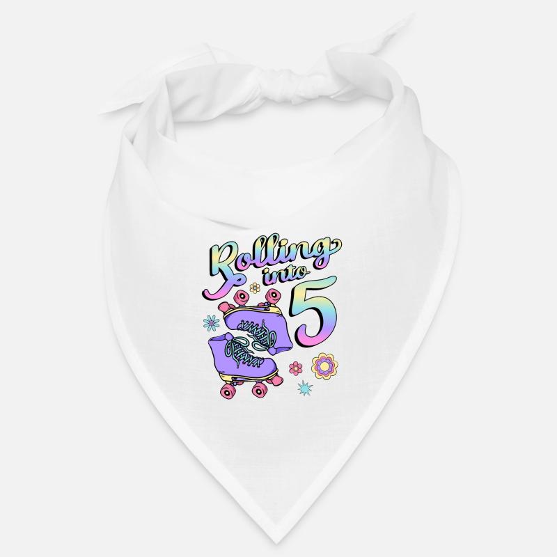 Rolling Into 5 Roller Skaters Floral 5th Year Bandana
