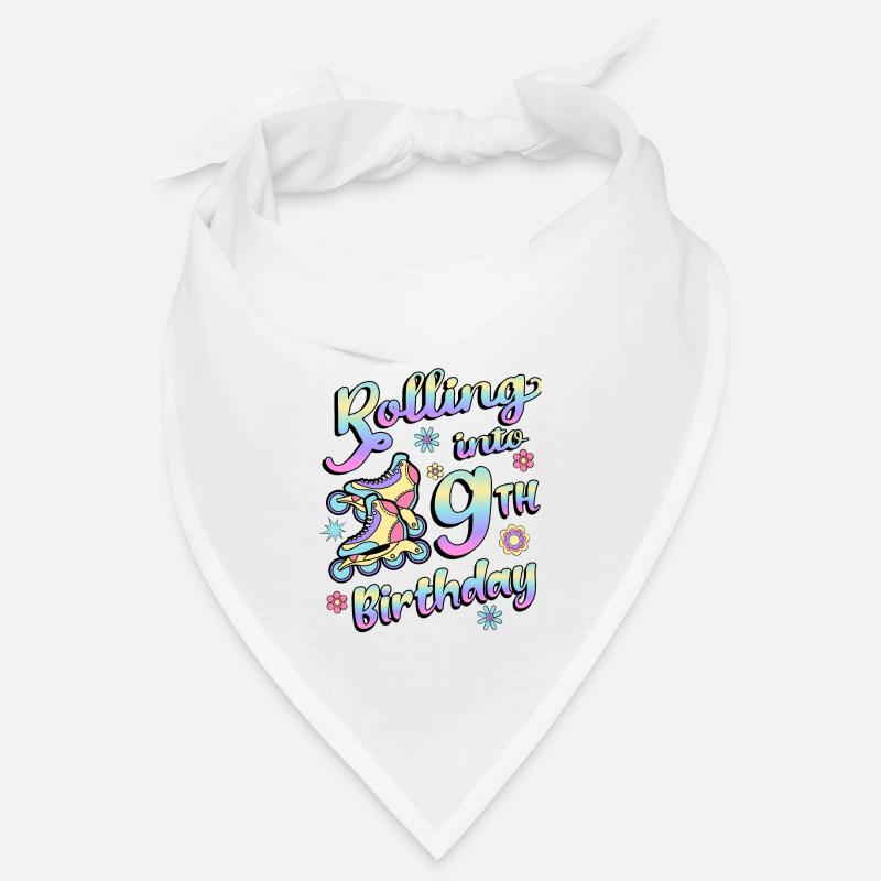 Rolling Into 9th Geburtstag Roller Skater Inline Bandana