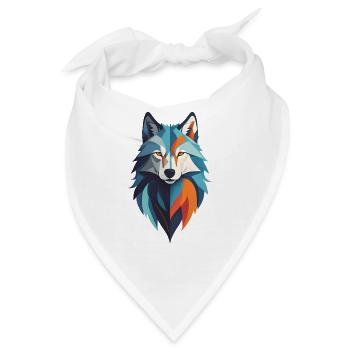Abstrakter Wolf - Bandana - Weiß - Vorne