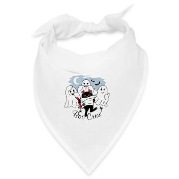 Drei lustige Geister und schwarze Halloween-Katze - Bandana - Weiß - Vorne