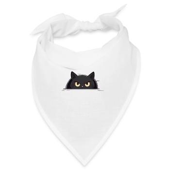 Neugierige Schwarze Katze - Bandana - Weiß - Vorne