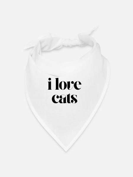 Ich liebe Katzen - Bandana - Weiß - Vorne