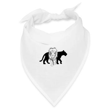 Löwe mit Silhouette von Löwin - Bandana - Weiß - Vorne