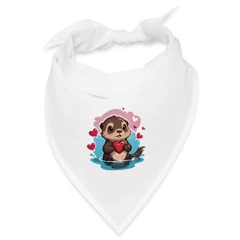 Verschenke diesen süßen Otter zum Valentinstag - Bandana - Weiß - Vorne