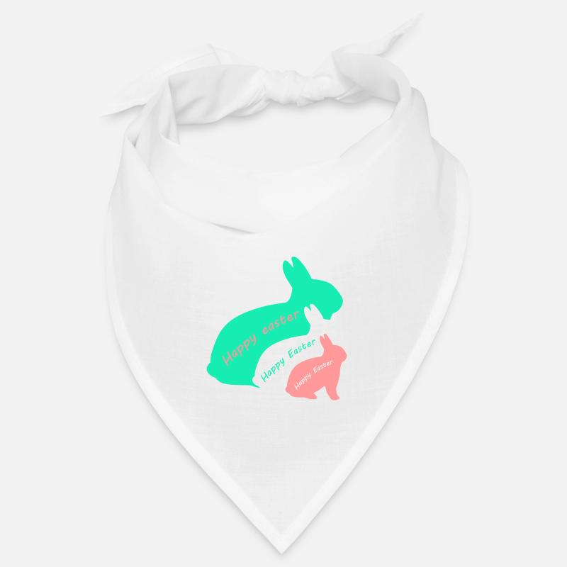 Joyeuses Pâques - trois lapins - Bandana - blanc