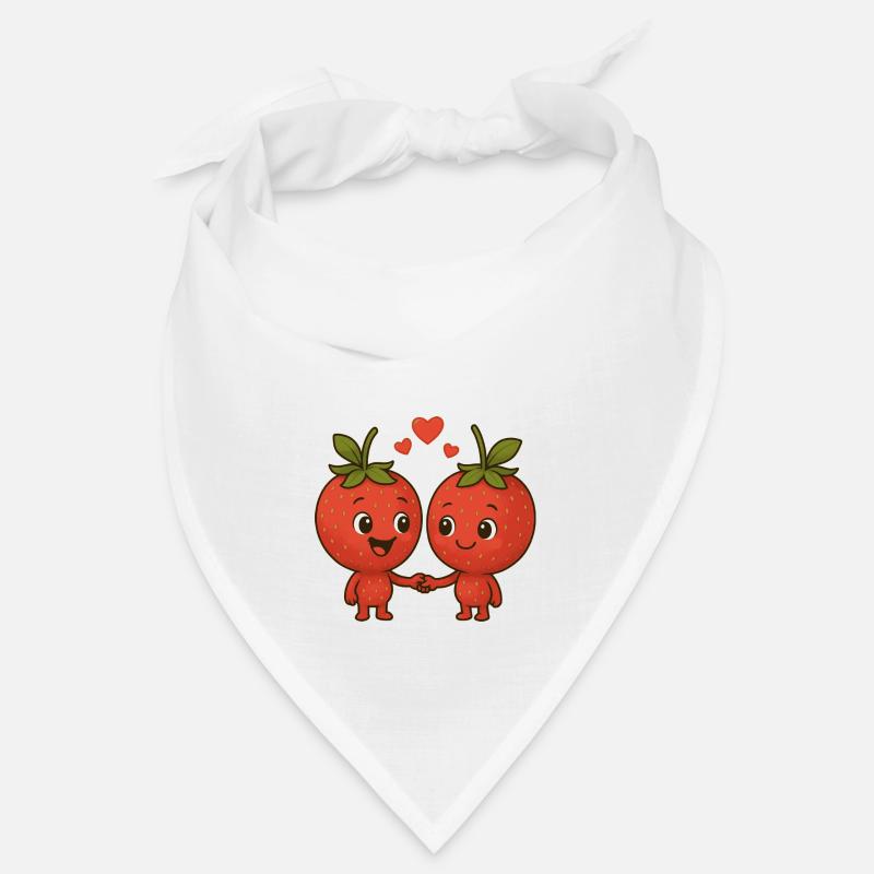 Erdbeeren mit Herzen - Bandana - Weiß