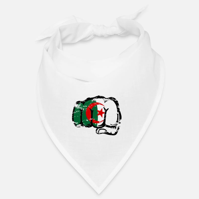 Drapeau de l’Algérie Main Poing Utilisé - Bandana - blanc