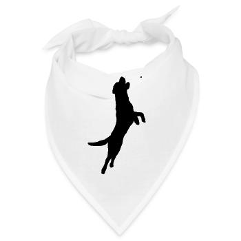Hund springt zum Leckerli - Bandana - Weiß - Vorne