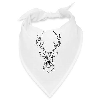 Hirschkopf aus Dreiecken - Bandana - Weiß - Vorne