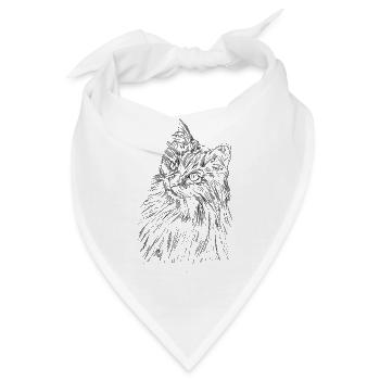 Süßes Katzengesicht - Bandana - Weiß - Vorne