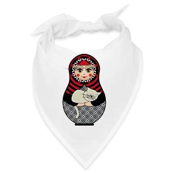 Matroschka Matruschka Russische Puppe Katze - Bandana - Weiß - Vorne