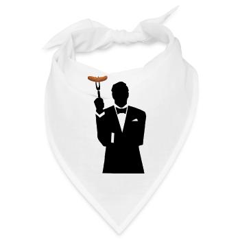 Smoking Silhouette mit Hotdog - Bandana - Weiß - Vorne