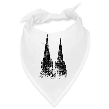 Kölner Dom aus Köln (Vintage/Schwarz) - Bandana - Weiß - Vorne