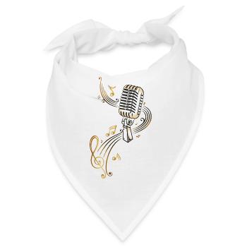 Retro Mikrofon mit Musiknoten. Microphon. Gold. - Bandana - Weiß - Vorne