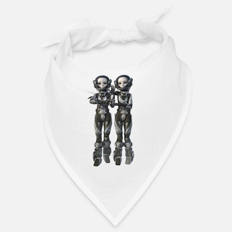 Deux extraterrestres dans une combinaison spatiale futuriste - Bandana - blanc