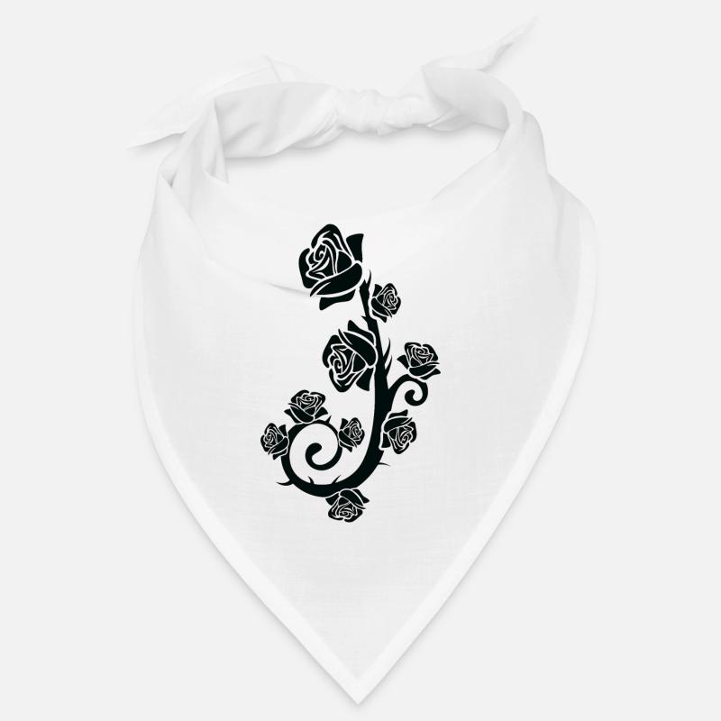 Schwarze Rose, Black rose - Bandana - Weiß