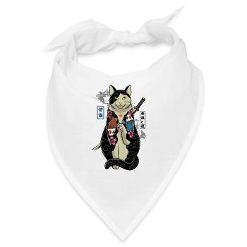 samurai cat - maneki neko - Bandana - Weiß - Vorne