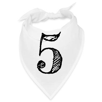 Abbildung 5 eins - Nummer 5 (hand-drawn) - Bandana - Weiß - Vorne