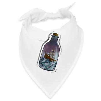 Schiff Flasche Meer Sticker Seefahrt Segelschiff - Bandana - Weiß - Vorne