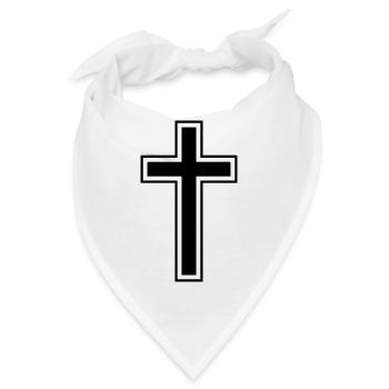 Kreuz mit Rand - Bandana - Weiß - Vorne