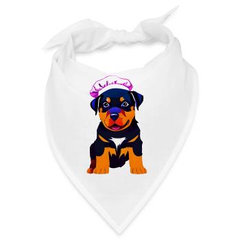 Rottweiler Gastronom Hundewelpe Hunde Kochen Hund - Bandana - Weiß - Vorne